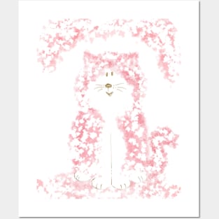 Cherry Blossom Cat Sakura Japanese Kawaii Posters and Art